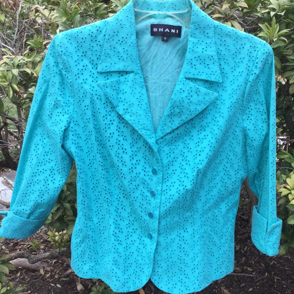 Shani Cuff Sleeve Eyelet Lace Green Jacket